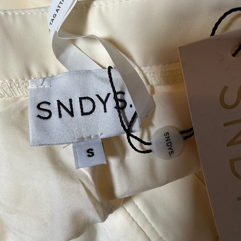 SNDYS Ivory Wide Leg Pants High Rise Tailored Trousers‎ Minimalist Chic S NWT